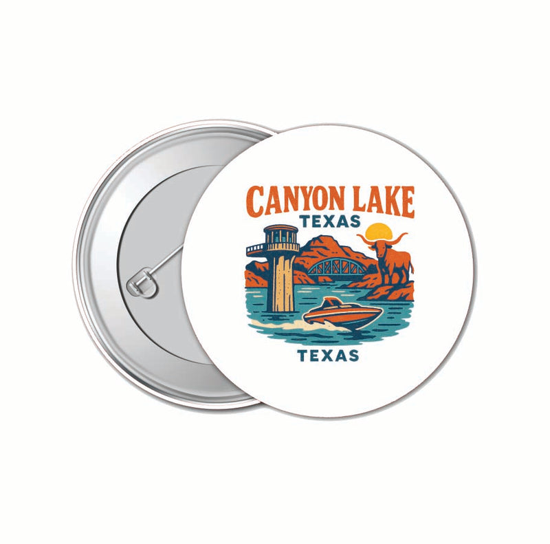 Canyon Lake Texas Vintage Design Souvenir 4 Pack Set - Small Button Pin 1-Inch