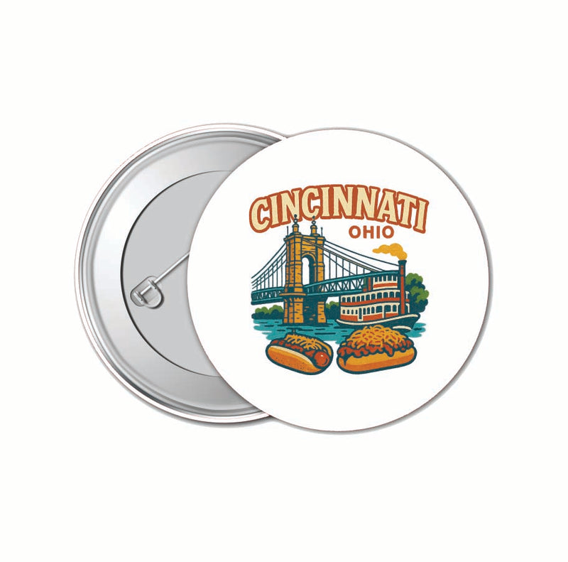 Cincinnati Ohio Vintage Design Souvenir 4 Pack Set - Small Button Pin 1-Inch