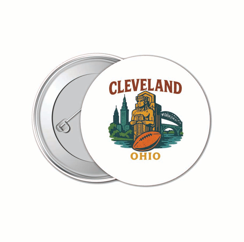 Cleveland Ohio Vintage Design Souvenir 4 Pack Set - Small Button Pin 1-Inch