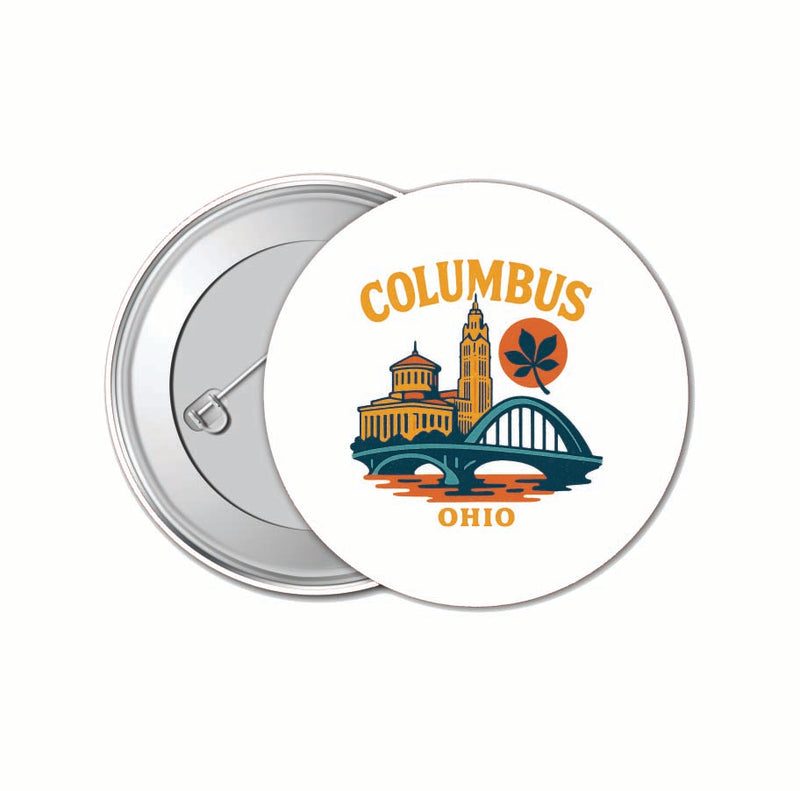 Columbus Ohio Vintage Design Souvenir 4 Pack Set - Small Button Pin 1-Inch
