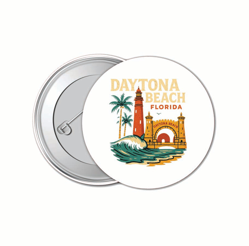 Daytona Beach Florida Vintage Design Souvenir 4 Pack Set - Small Button Pin 1-Inch