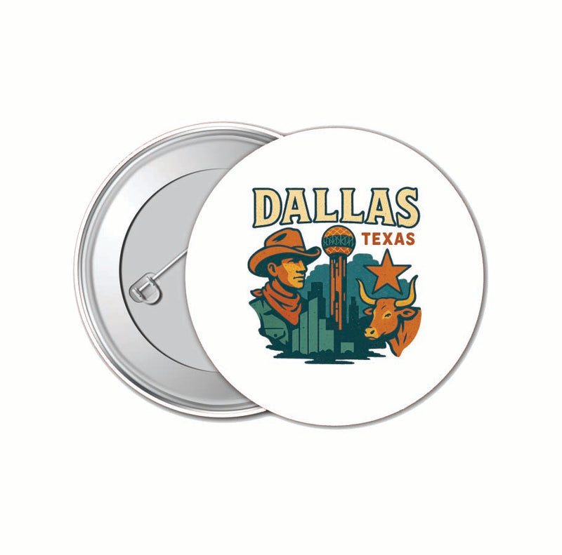 Dallas Texas Vintage Design Souvenir 4 Pack Set - Small Button Pin 1-Inch