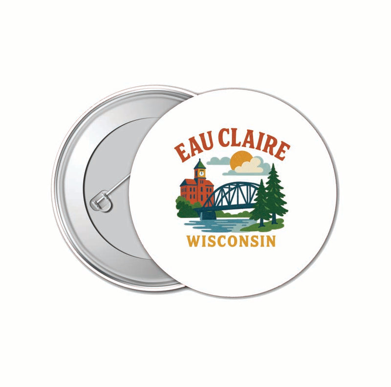 Eau Claire Wisconsin Vintage Design Souvenir 4 Pack Set - Small Button Pin 1-Inch