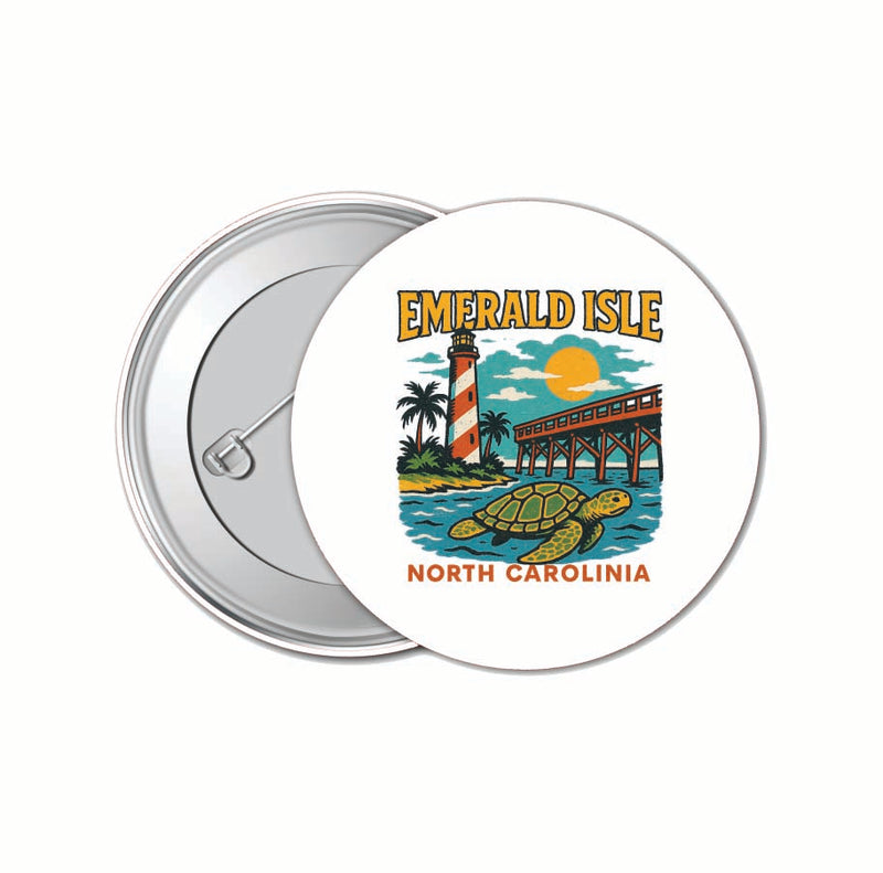 Emerald Isle North Carolina Vintage Design Souvenir 4 Pack Set - Small Button Pin 1-Inch