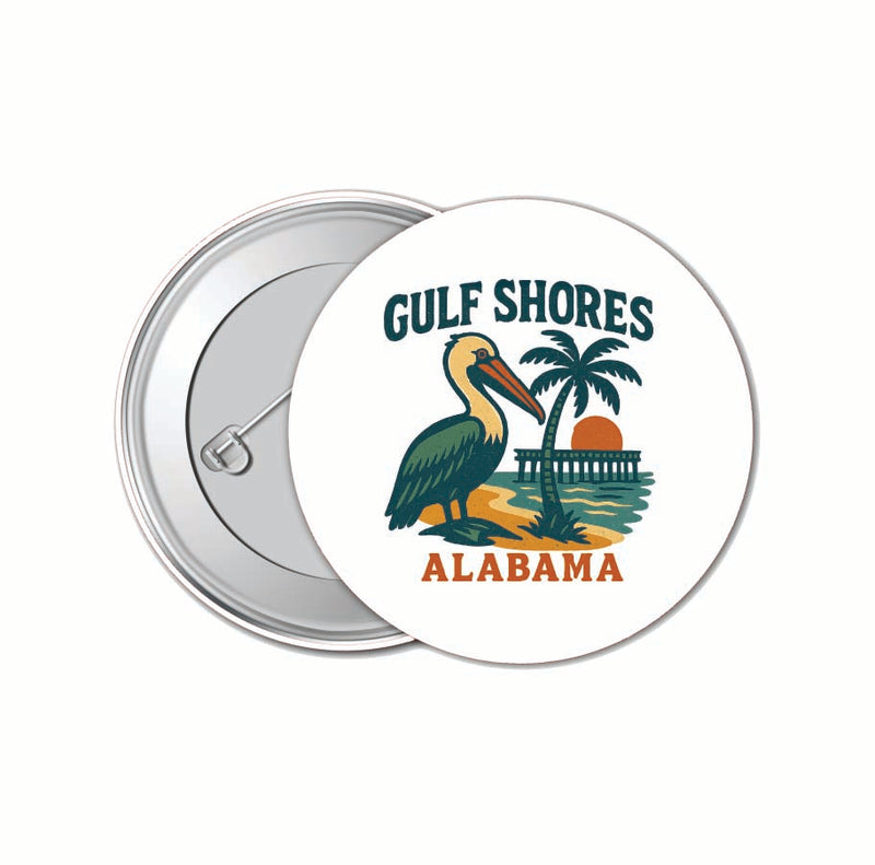 Gulf Shores Alabama Vintage Design Souvenir 4 Pack Set - Small Button Pin 1-Inch