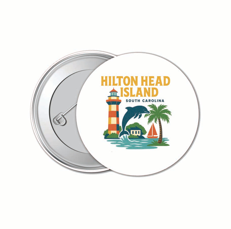 Hilton Head Island South Carolina Vintage Design Souvenir 4 Pack Set - Small Button Pin 1-Inch