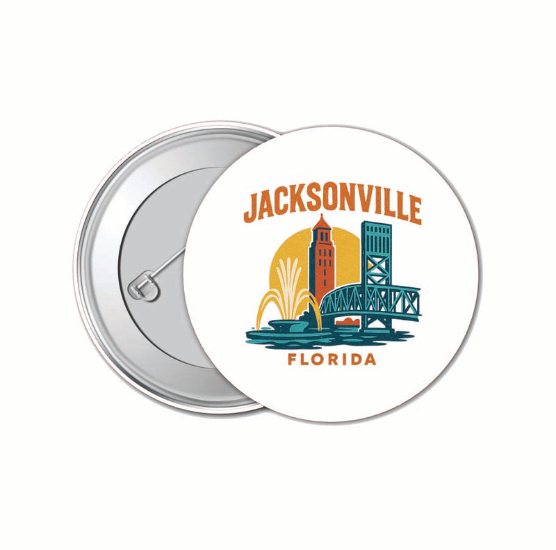 Jacksonville Florida Vintage Design Souvenir 4 Pack Set - Small Button Pin 1-Inch