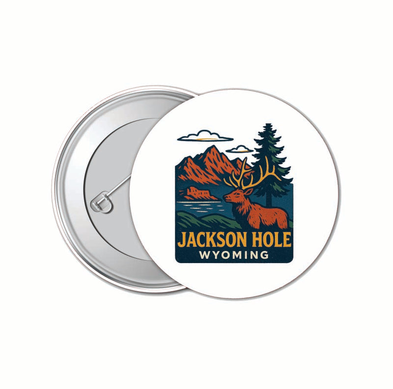Jackson Hole Wyoming Vintage Design Souvenir 4 Pack Set - Small Button Pin 1-Inch