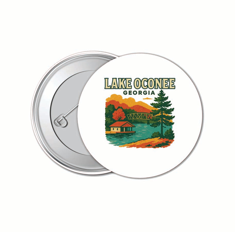 Lake Oconee Georgia Vintage Design Souvenir 4 Pack Set - Small Button Pin 1-Inch