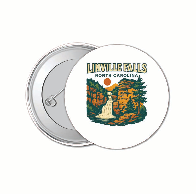 Linville Falls North Carolina Vintage Design Souvenir 4 Pack Set - Small Button Pin 1-Inch