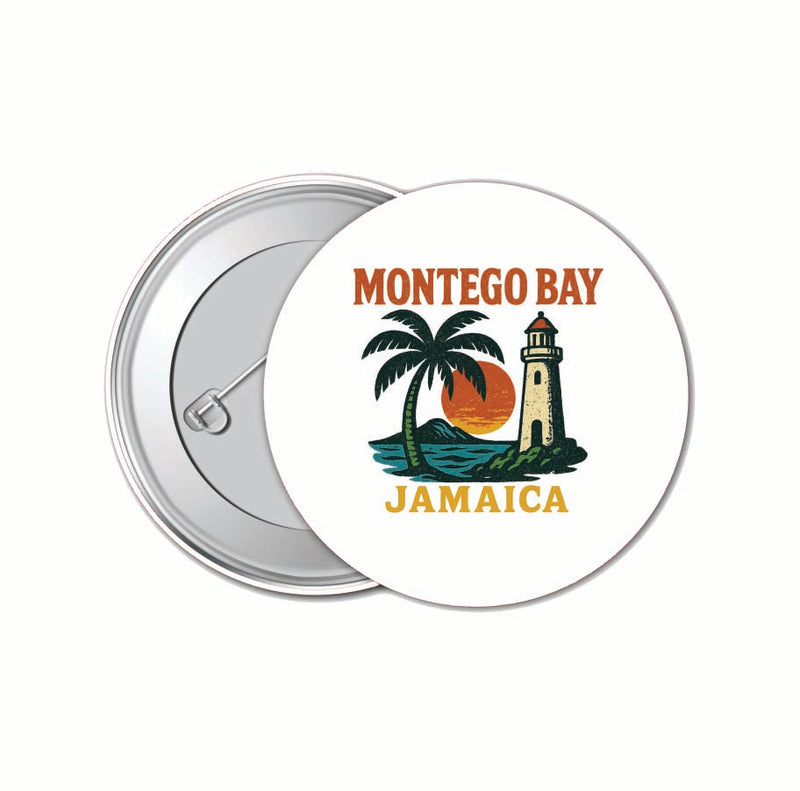 Montego Bay Jamaica Vintage Design Souvenir 4 Pack Set - Small Button Pin 1-Inch