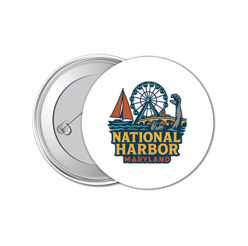 National Harbor Maryland Vintage Design Souvenir 4 Pack Set - Small Button Pin 1-Inch