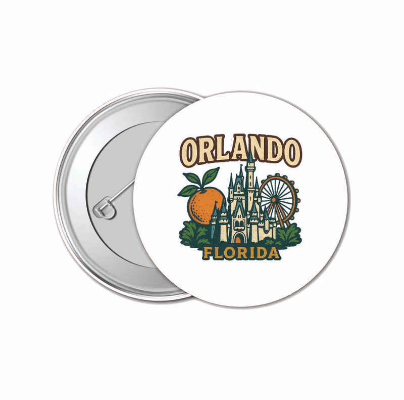 Orlando Florida Vintage Design Souvenir 4 Pack Set - Small Button Pin 1-Inch