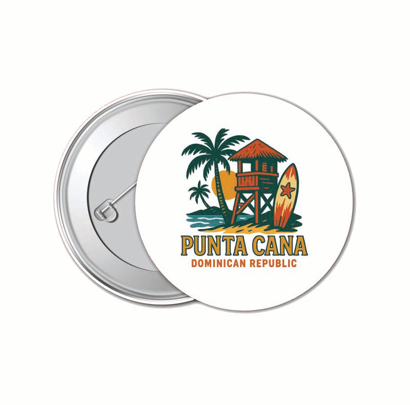 Punta Cana Dominican Republic Vintage Design Souvenir 4 Pack Set - Small Button Pin 1-Inch