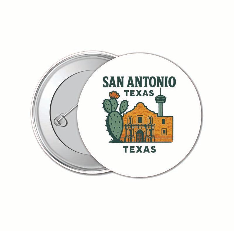 San Antonio Texas Vintage Design Souvenir 4 Pack Set - Small Button Pin 1-Inch