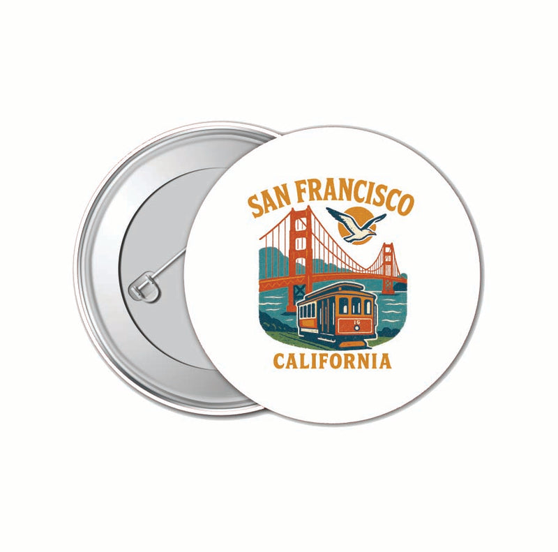 San Francisco California Vintage Design Souvenir 4 Pack Set - Small Button Pin 1-Inch