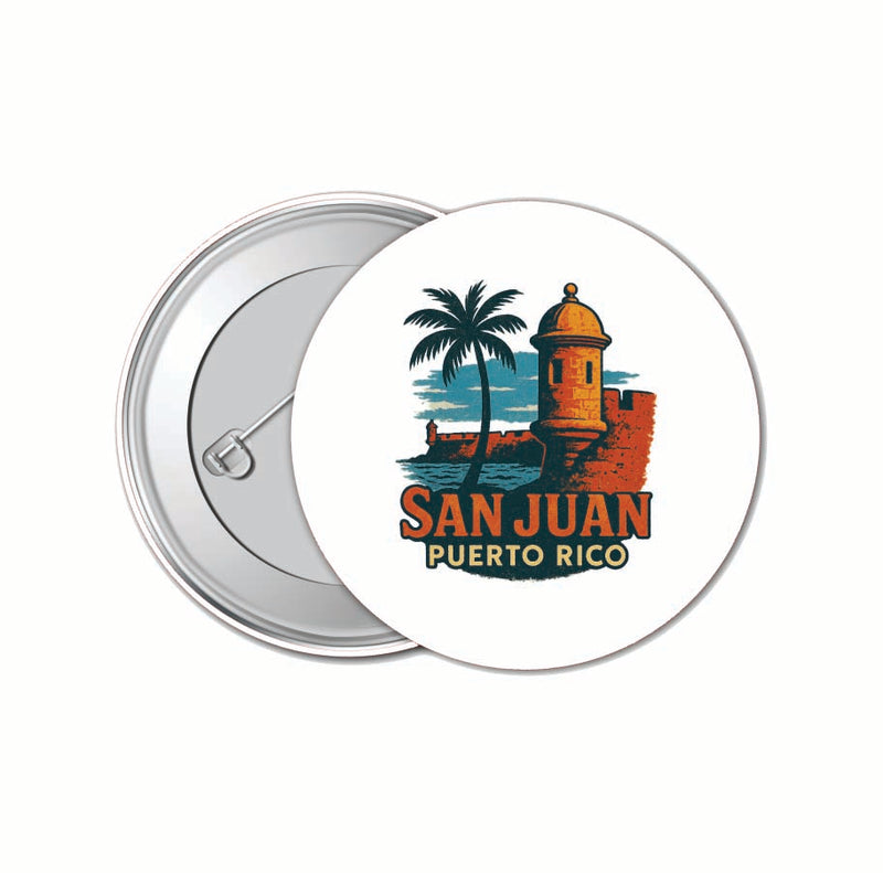 San Juan Puerto Rico Vintage Design Souvenir 4 Pack Set - Small Button Pin 1-Inch