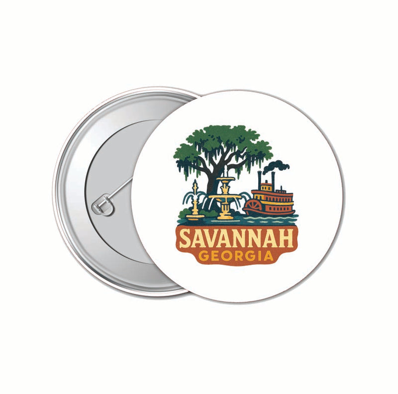 Savannah Georgia Vintage Design Souvenir 4 Pack Set - Small Button Pin 1-Inch