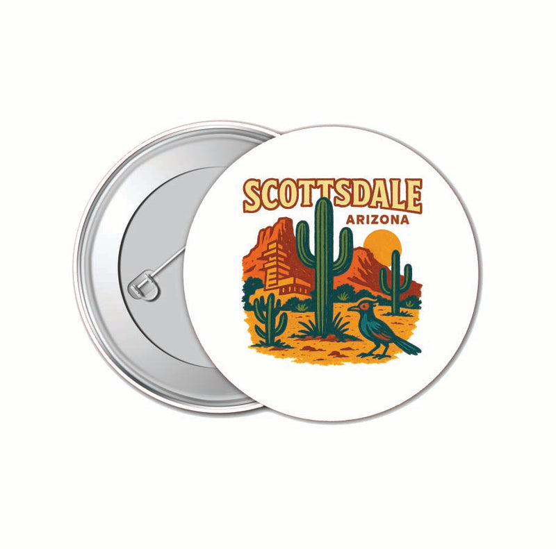 Scottsdale Arizona Vintage Design Souvenir 4 Pack Set - Small Button Pin 1-Inch