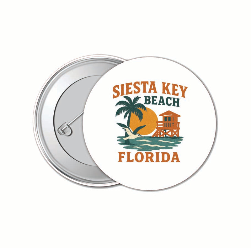Siesta Key Beach Florida Vintage Design Souvenir 4 Pack Set - Small Button Pin 1-Inch