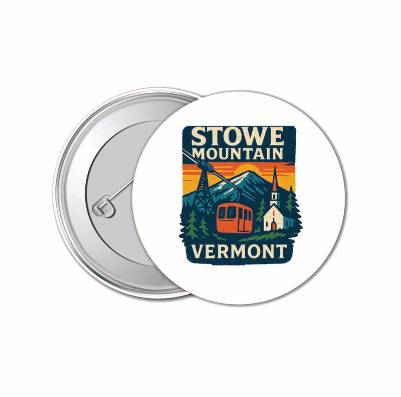 Stowe Mountain Vermont Vintage Design Souvenir 4 Pack Set - Small Button Pin 1-Inch