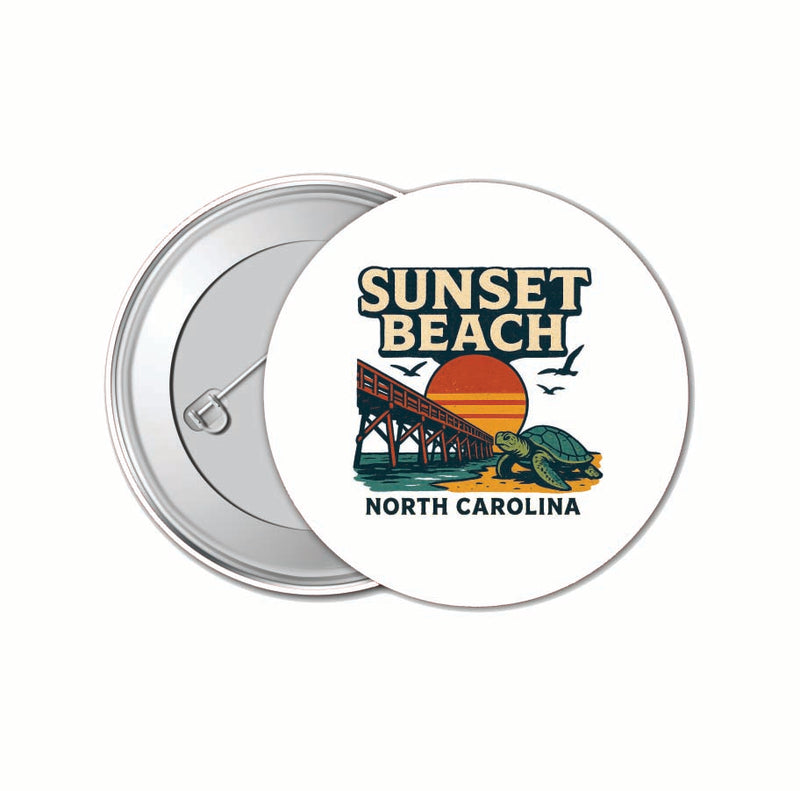 Sunset Beach North Carolina Vintage Design Souvenir 4 Pack Set - Small Button Pin 1-Inch