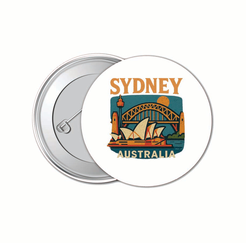 Sydney Australia Vintage Design Souvenir 4 Pack Set - Small Button Pin 1-Inch