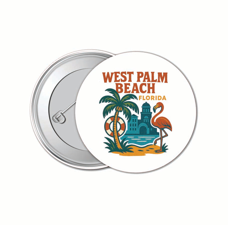 West Palm Beach Florida Vintage Design Souvenir 4 Pack Set - Small Button Pin 1-Inch