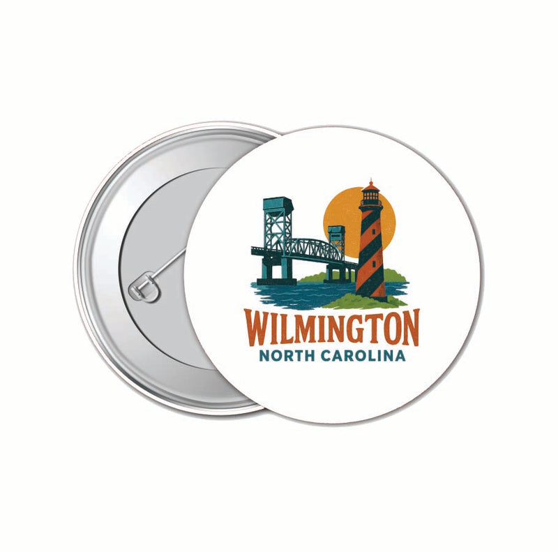 Wilmington North Carolina Vintage Design Souvenir 4 Pack Set - Small Button Pin 1-Inch