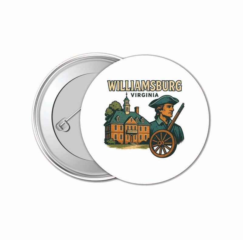 Williamsburg Virginia Vintage Design Souvenir 4 Pack Set - Small Button Pin 1-Inch