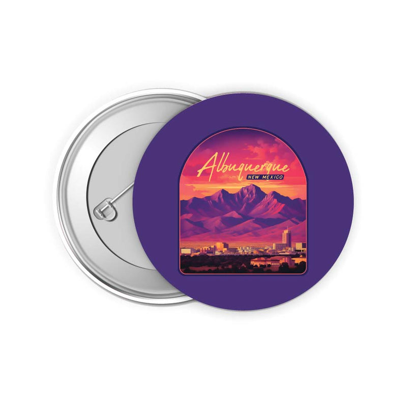 Alburqueque New Mexico Design B Souvenir Small 2-Inch Button Pin 4 Pack