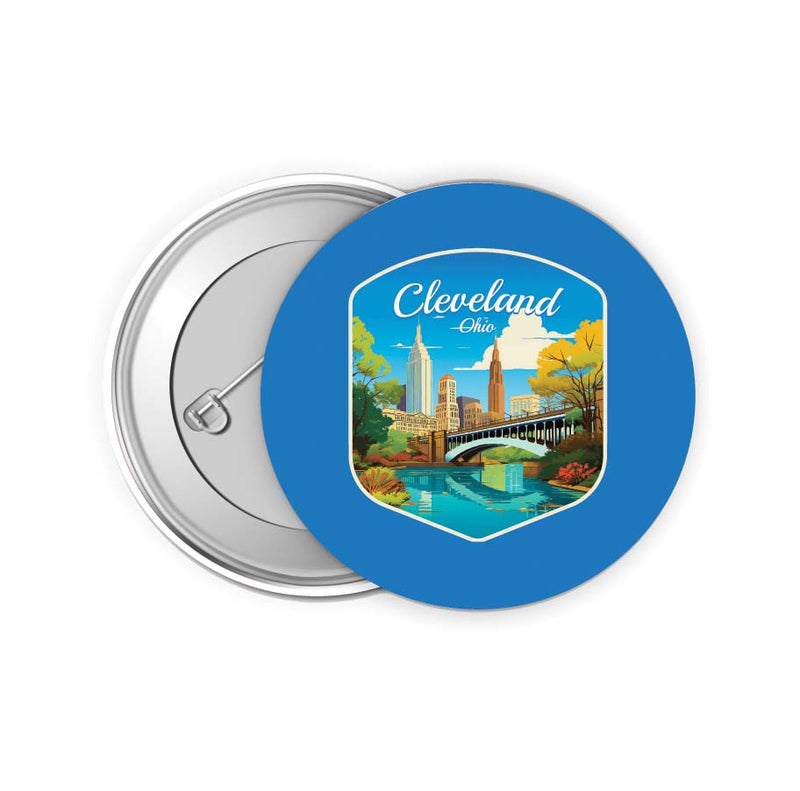 Cleveland Ohio Design B Souvenir Small 2-Inch Button Pin 4 Pack