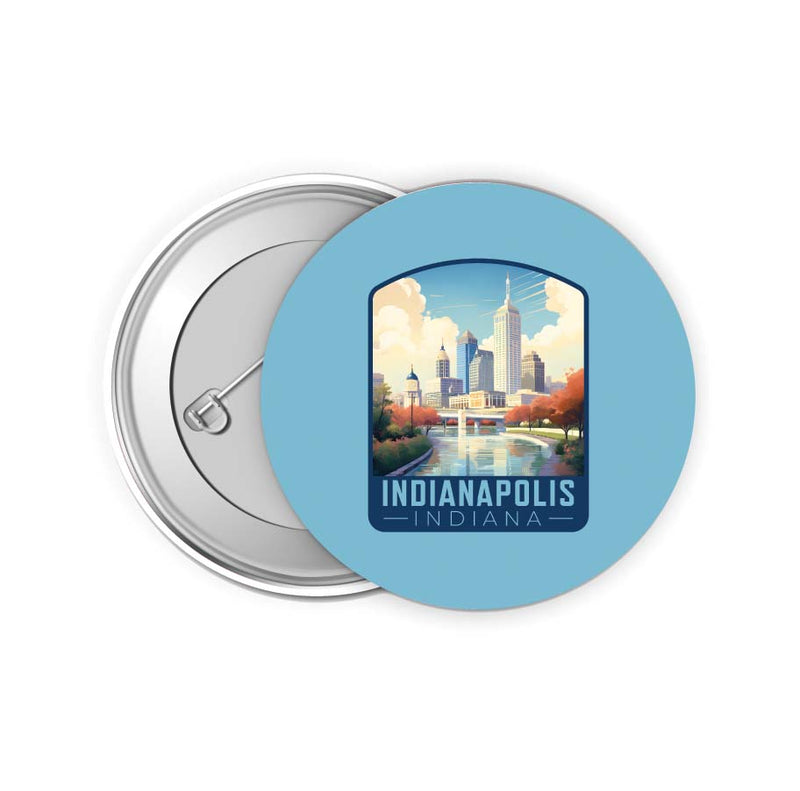 Indianapolis Indiana Design A Souvenir Small 2-Inch Button Pin 4 Pack