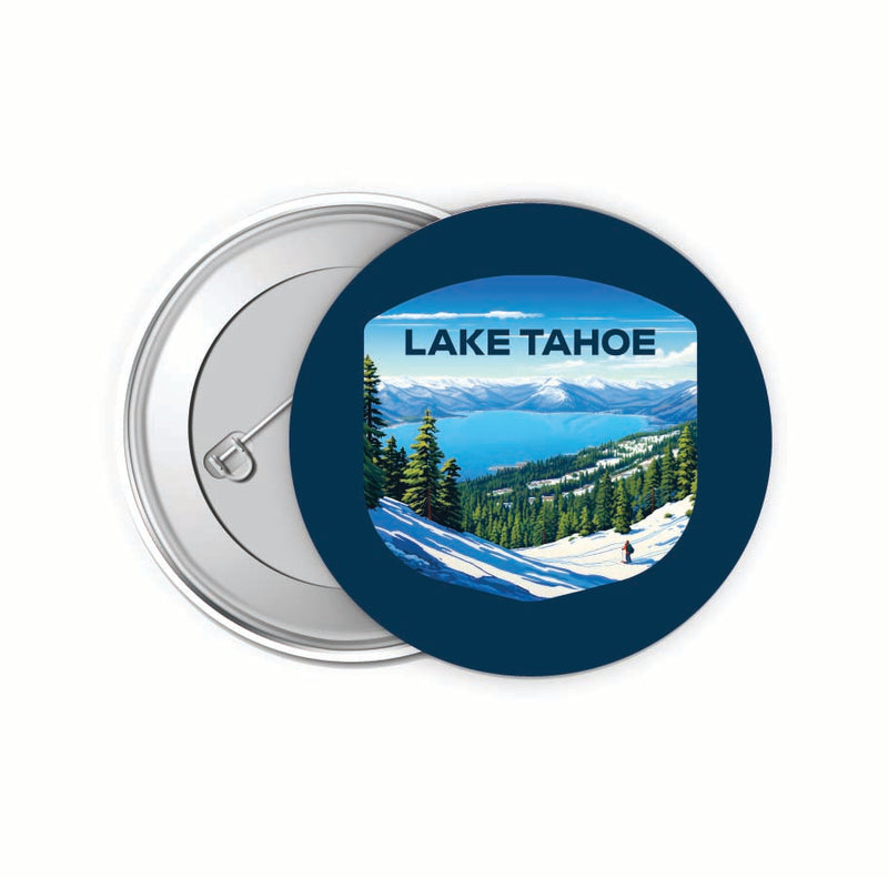 Lake Tahoe Ski Design D Souvenir Small 2-Inch Button Pin 4 Pack