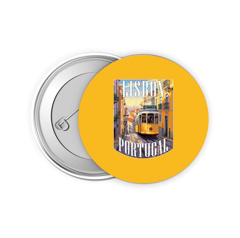 Lisbon Portugal Design A Souvenir Small 2-Inch Button Pin 4 Pack