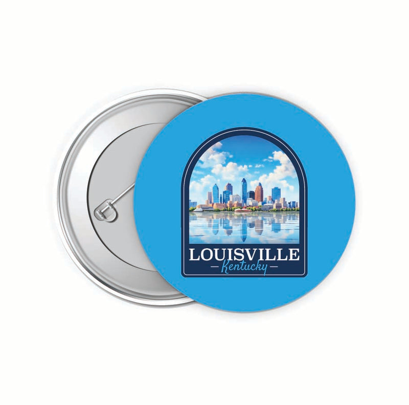 Louisville Kentucky Daytime Cityscape Design Souvenir Small 2-Inch Button Pin 4 Pack