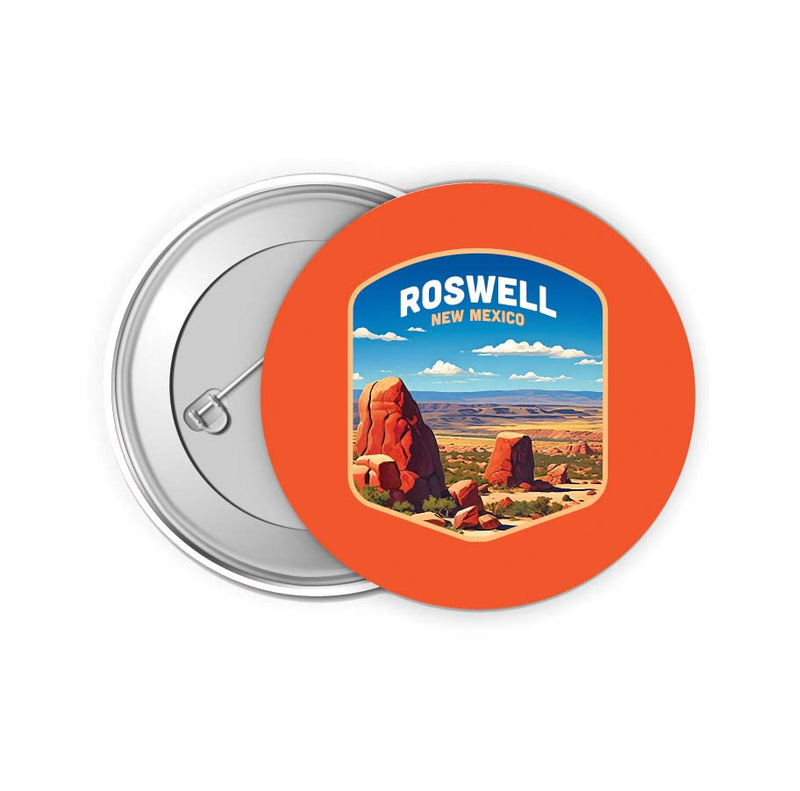 Rowell New Mexico Design B Souvenir Small 2-Inch Button Pin 4 Pack