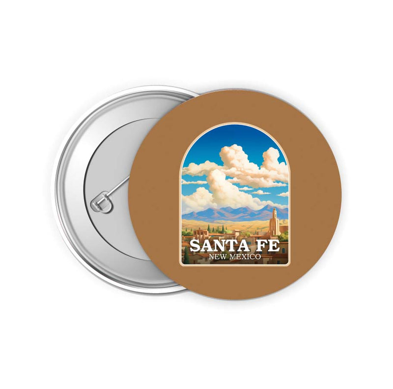 Santa Fe New Mexico Design A Souvenir Small 2-Inch Button Pin 4 Pack