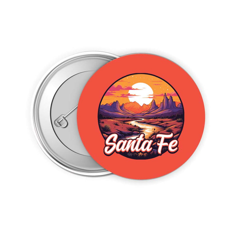 Santa Fe New Mexico Design B Souvenir Small 2-Inch Button Pin 4 Pack