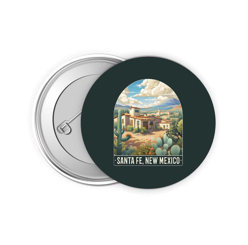 Santa Fe New Mexico Design C Souvenir Small 2-Inch Button Pin 4 Pack