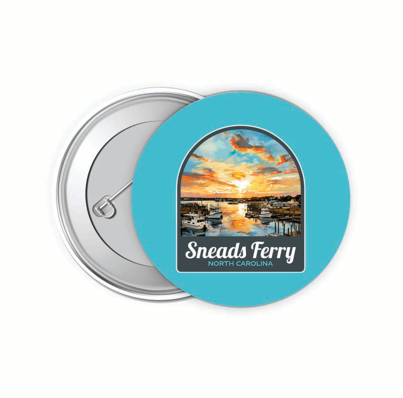 Sneads Ferry North Carolina Sunset over Bay Design Souvenir Small 2-Inch Button Pin 4 Pack