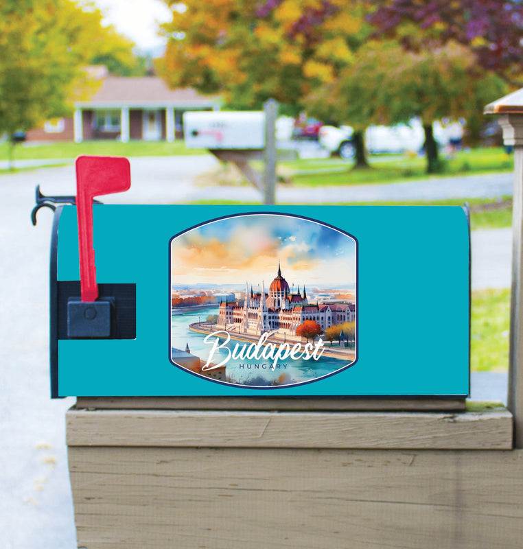Budapest Hungary Watercolor Cityscape Design Souvenir Magnetic Mailbox Cover