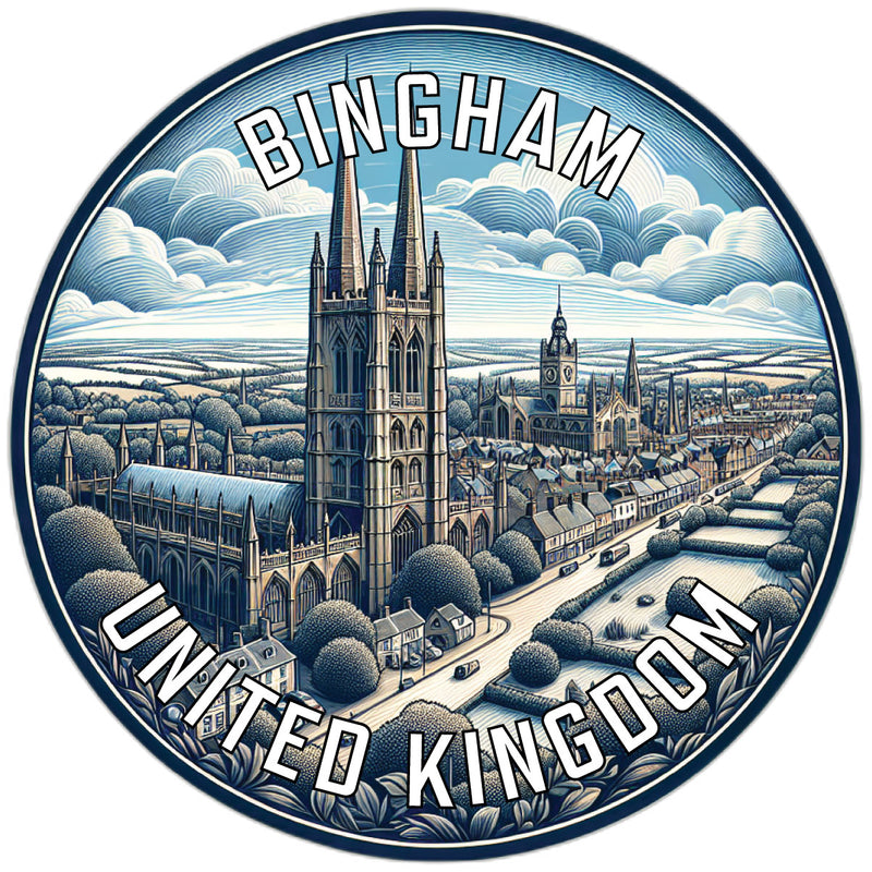 Bingham United Kingdom Souvenir Die Cut Flat Magnet 6-Inch