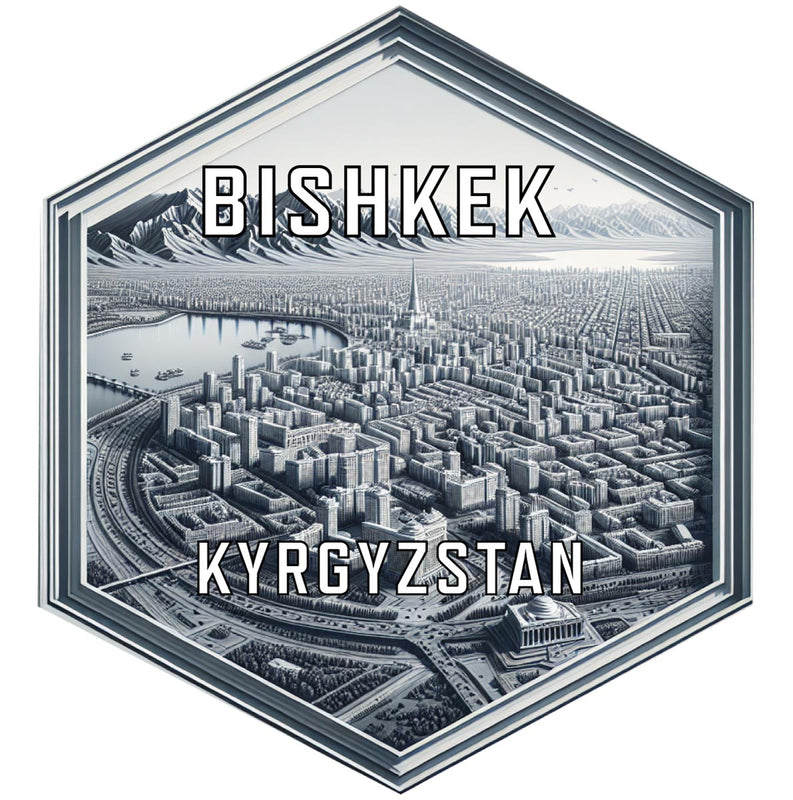 Bishkek Kyrgyzstan Souvenir Travel Destination Die Cut Hexagon Fridge Magnet 2-Inch