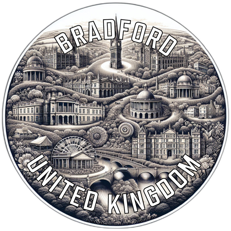Bradford United Kingdom Souvenir Die Cut Flat Magnet 4-Inch