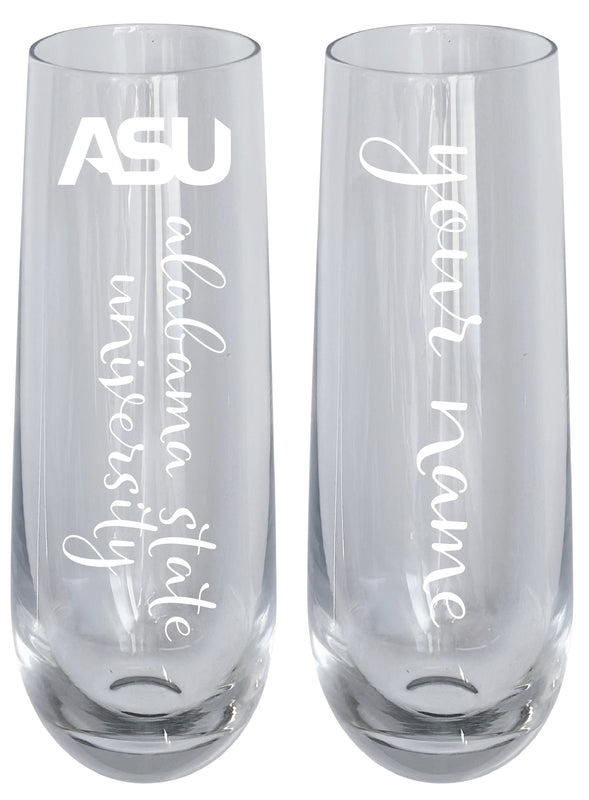 Alabama State University Customizable 10 oz Engraved Champagne Flute – Officially Licensed Product