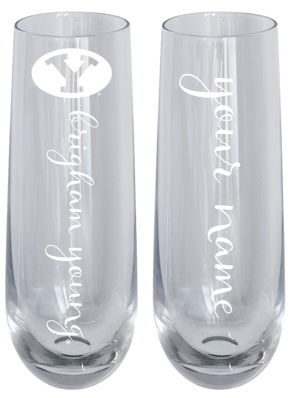 Brigham Young Cougars Customizable 10 oz Engraved Champagne Flute – Officially Licensed Product