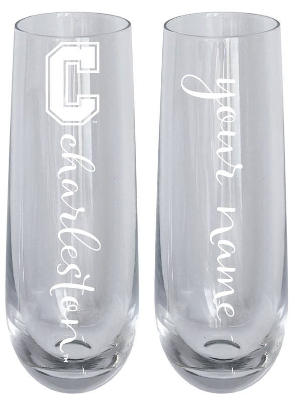 College of Charleston Customizable 10 oz Engraved Champagne Flute – Officially Licensed Product