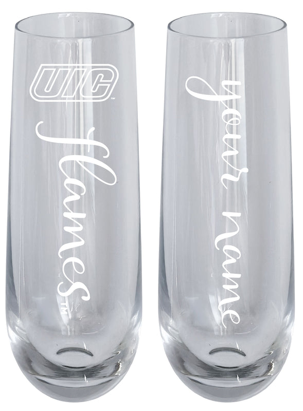 University of Illinois at Chicago Customizable 10 oz Engraved Champagne Flute – Officially Licensed Product