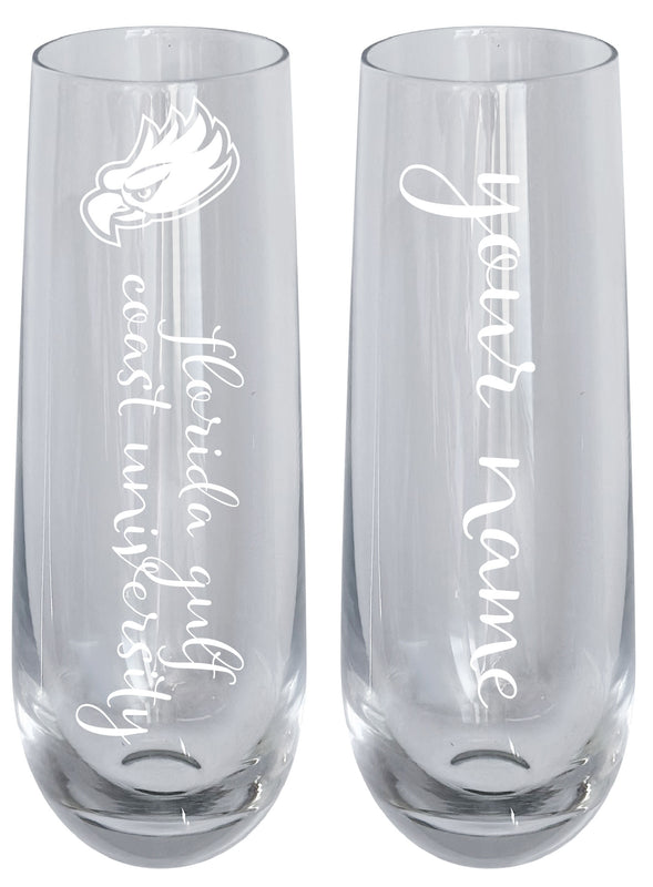 Florida Gulf Coast Eagles Customizable 10 oz Engraved Champagne Flute – Officially Licensed Product